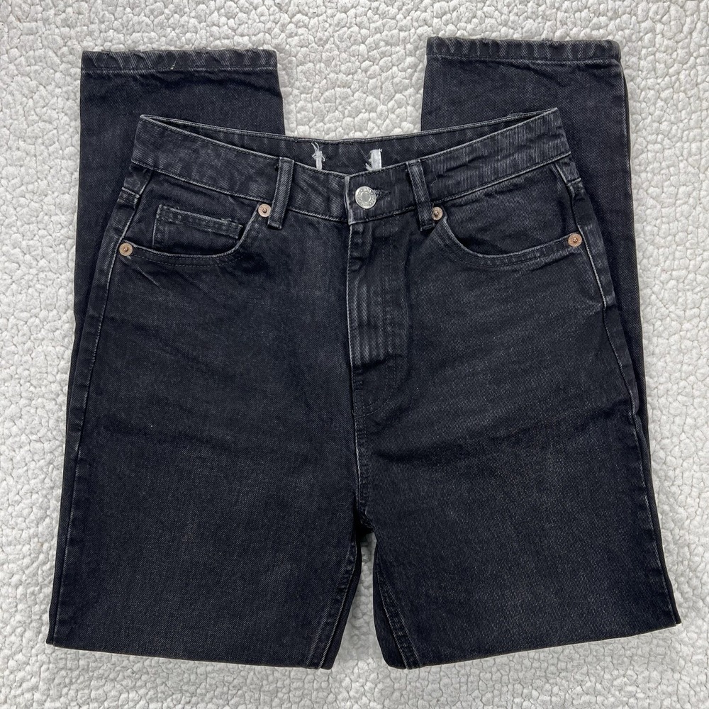 Zara Tapered Jeans Women's Size 26x28 Black Normcore Casual Everyday Distressed